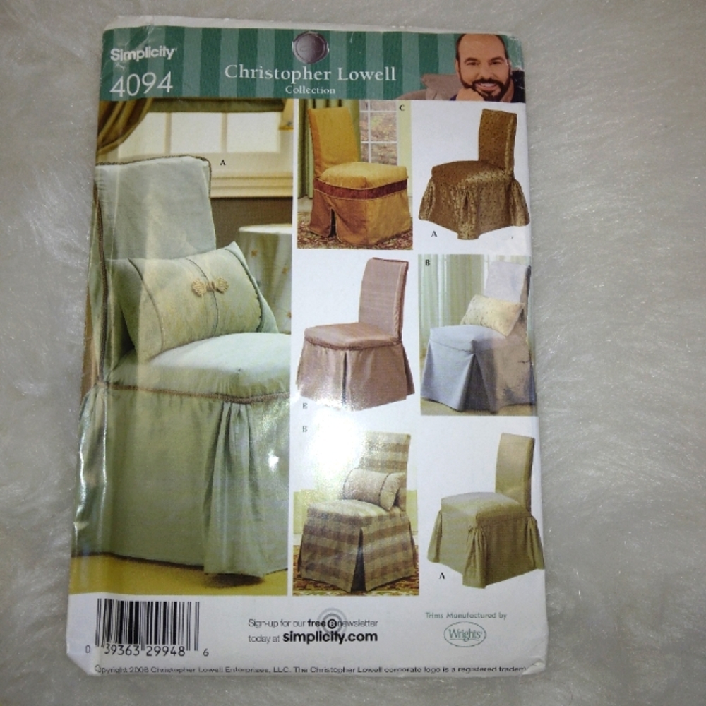 SIMPLICITY 4094 Chair Covers Christopher Lowell Collection